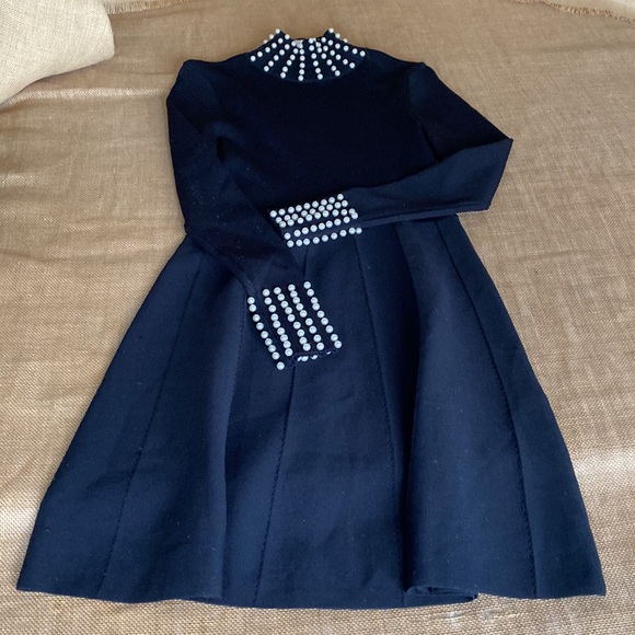 NWT Zara Black Knit Dress With Pearls Women’s Size Medium - Picture 14 of 16